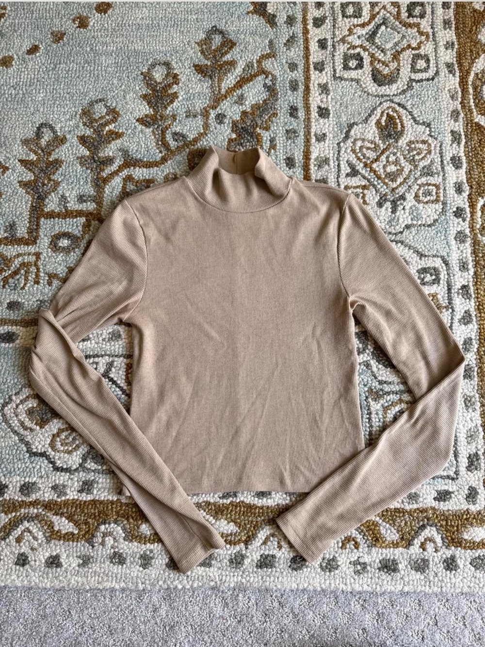 Ribbed Mockneck Long Sleeve Crop Top